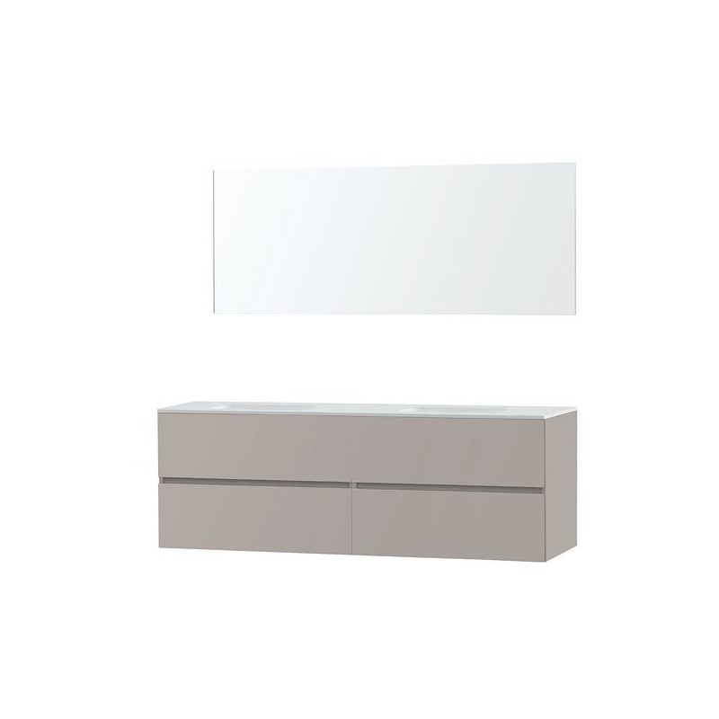 Meuble Molto 180 2 lavabo solid avec miroir coloris poudre gris