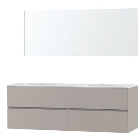 Meuble Molto 180 2 lavabo marbre synthétique avec miroir coloris poudre gris