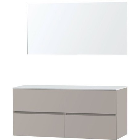 Meuble Molto 140 pour lavabo à poser solid avec miroir coloris poudre gris