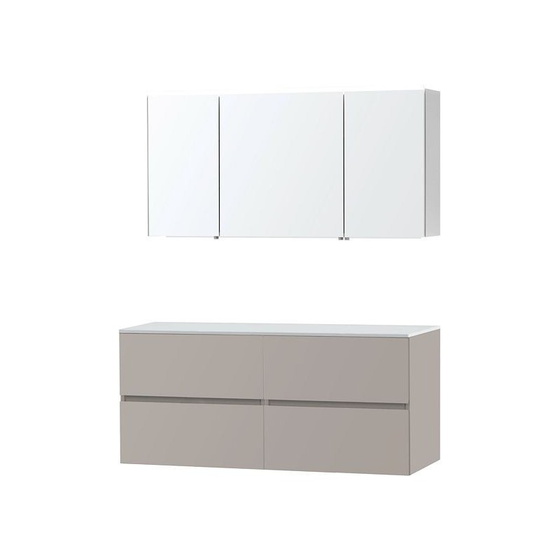Meuble Molto 140 pour lavabo à poser solid avec armoire de toilette coloris poudre gris