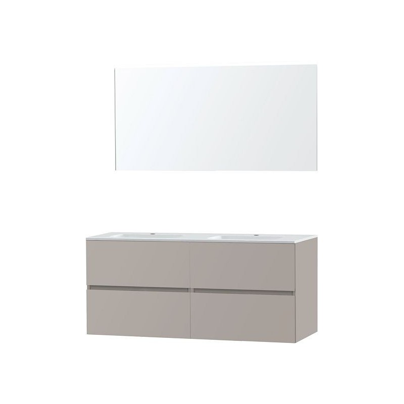 Meuble Molto 140 marbre synthétique avec miroir coloris poudre gris