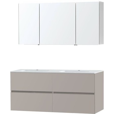 Meuble Molto 140 marbre synthétique avec armoire de toilette coloris poudre gris