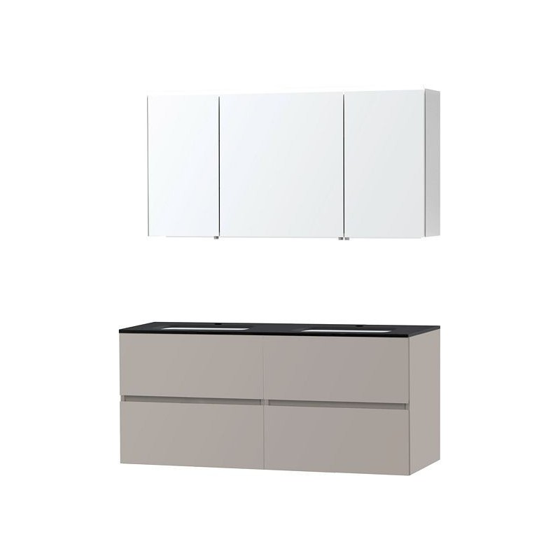 Meuble Molto 140 bleue belge avec armoire de toilette coloris poudre gris