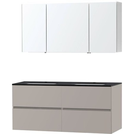 Meuble Molto 140 bleue belge avec armoire de toilette coloris poudre gris