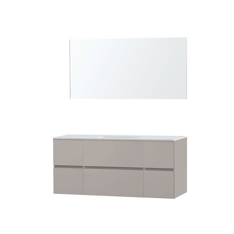 Meuble Molto 140 1 lavabo solid avec miroir coloris poudre gris