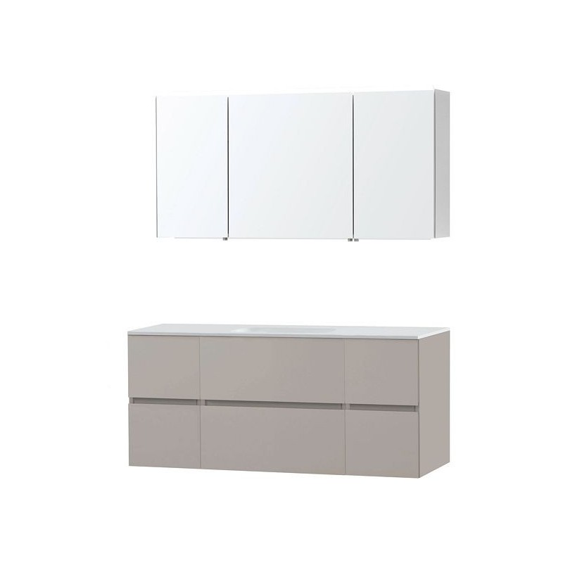 Meuble Molto 140 1 lavabo solid avec armoire de toilette coloris poudre gris
