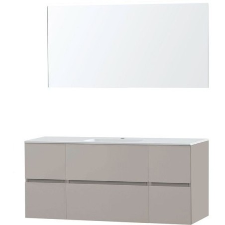 Meuble Molto 140 1 lavabo marbre synthétique avec miroir coloris poudre gris