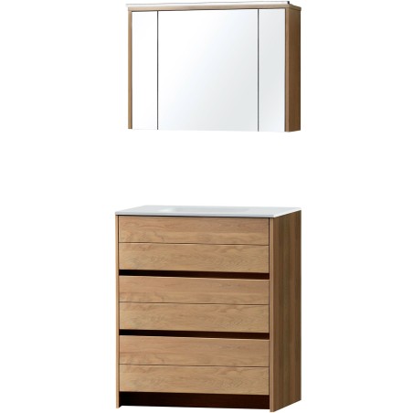 Meuble Molto sol Solo 90 solid avec armoire toilette coloris chêne massif