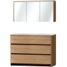 Meuble Molto sol Duo 140 marbre synthétique avec armoire de toilette coloris chêne massif