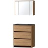 Meuble Molto sol Solo 90 bleue belge avec armoire toilette coloris chêne massif