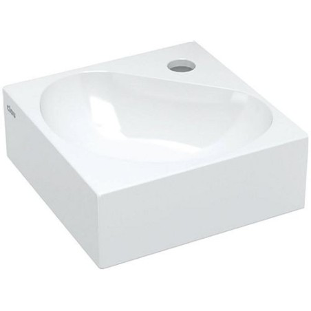 Clou lave-mains EQUERRE flush 5 27cm +trou robinet coloris blanc céramique
