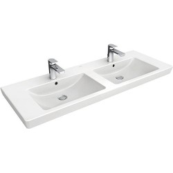 Villeroy & Boch lavabo double SUBWAY 2.0 130 cm + 2trous robinet coloris blanc