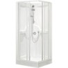 Cabine de douche 80-80 cm avec thermostat encastrer accès d'angle alu/blanc-clair