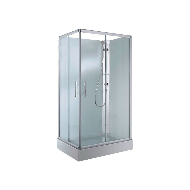 Cabine douche en verre 100-80 cm avec porte coulissante +thermostat coin droite