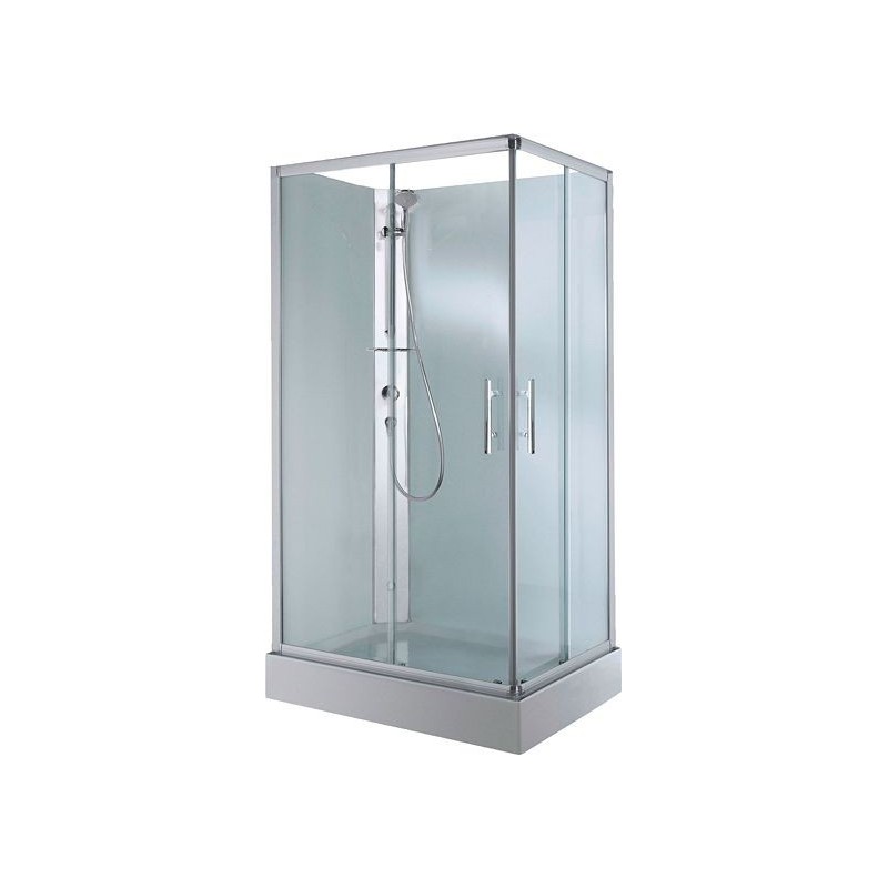 Cabine douche en verre 100-80 cm avec porte coulissante +thermostat coin gauche