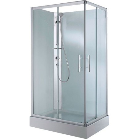 Cabine douche en verre 100-80 cm avec porte coulissante +thermostat coin gauche