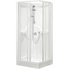 Cabine de douche 90-90 cm avec thermostat encastrer accès d'angle alu/blanc-clair