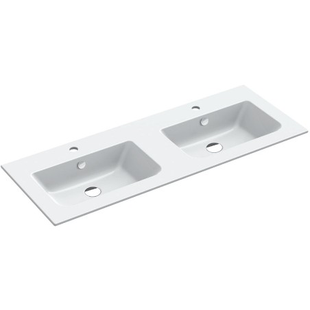 Lavabo double ALANO 122x46cm porcelaine coloris blanc