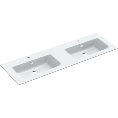 Lavabo double ALANO 142x46cm porcelaine coloris blanc