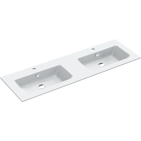 Lavabo double ALANO 142x46cm porcelaine coloris blanc mat