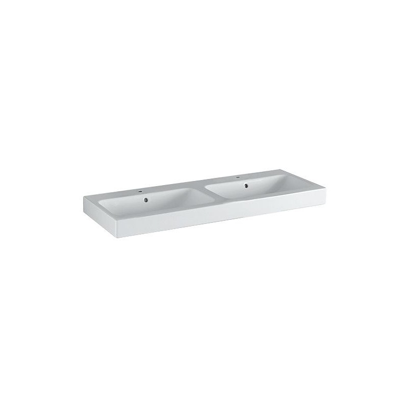 Geberit lavabo double ICON 120-48,5cm + 2 trous robinet coloris blanc