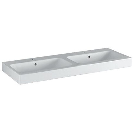 Geberit lavabo double ICON 120-48,5cm + 2 trous robinet coloris blanc