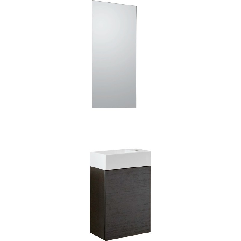 Lave-mains puro mini 1 porte coloris wenge 40 cm solid avec miroir/éclairage