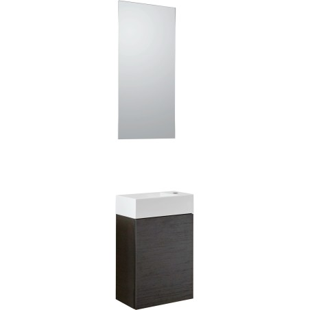 Lave-mains puro mini 1 porte coloris wenge 40 cm solid avec miroir/éclairage