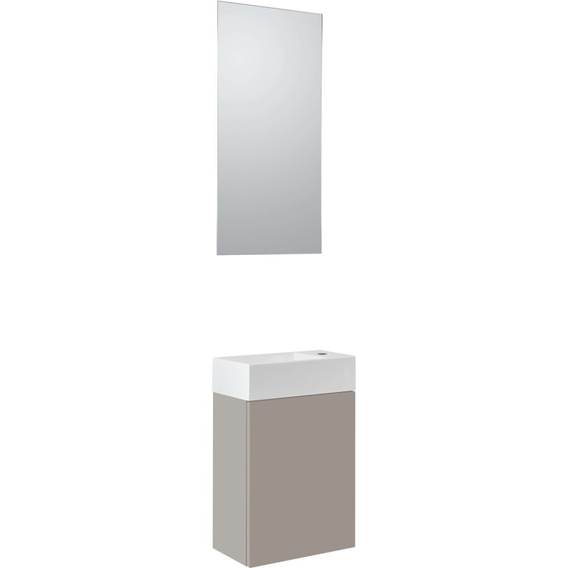 Lave-mains puro mini 1 porte coloris gris 40 cm solid avec miroir/éclairage