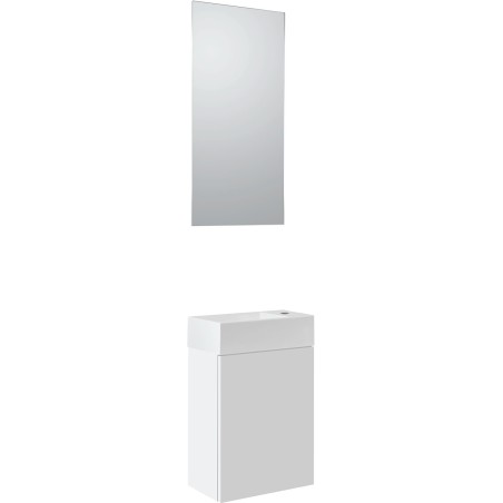 Lave-mains puro mini 1 porte coloris blanc 40 cm solid avec miroir/éclairage