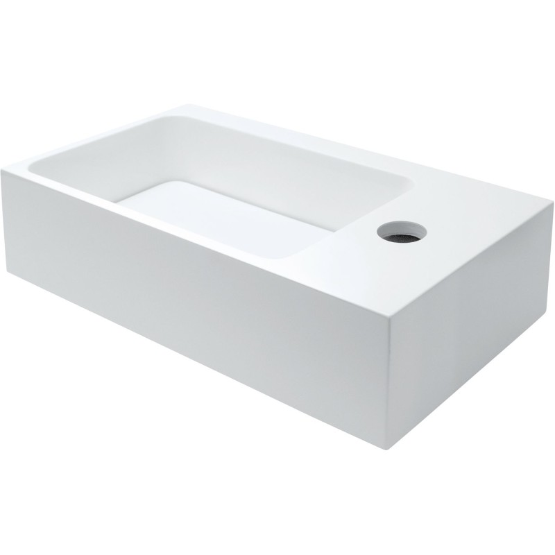 Lave-mains PURO 40x22cm trou robinet droit solid coloris blanc mat inclusif fixation