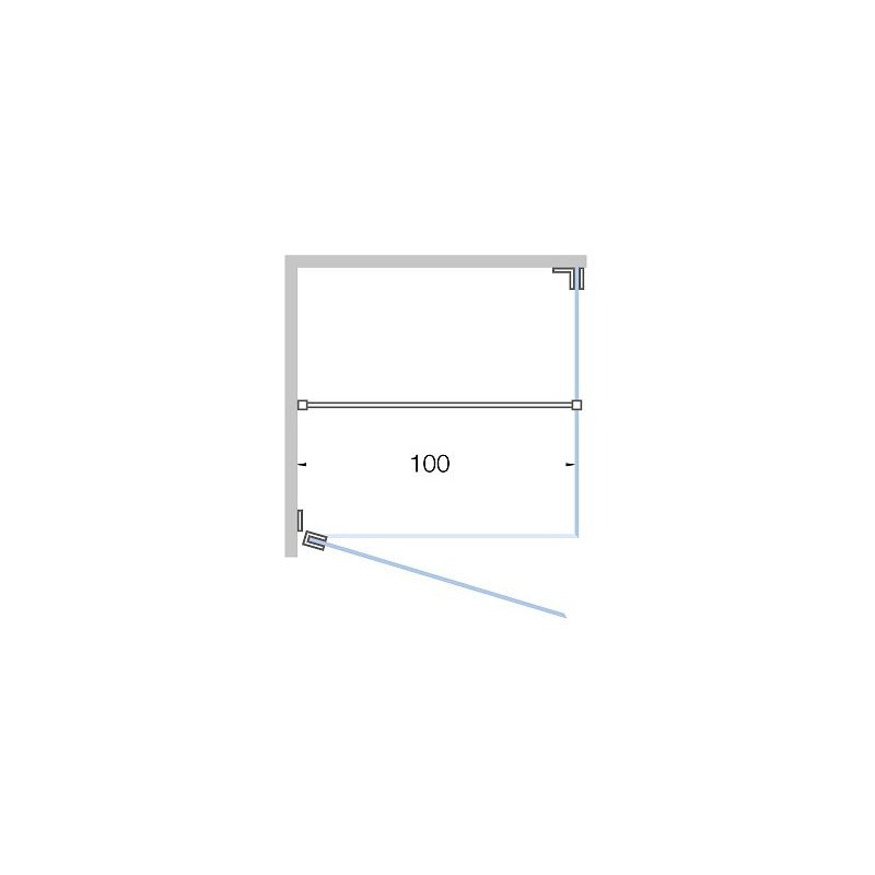 Porte pivotante+paroi latérale angle CLOSE -100cm h 200cm chrome-clair