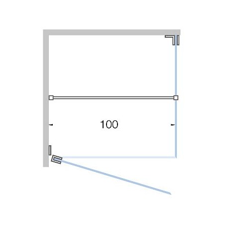 Porte pivotante+paroi latérale angle CLOSE -100cm h 200cm inox-clair