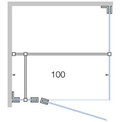 Porte pivotante avec parti fix+paroi lateral CLOSE -100 cm h 200 cm chrome-clair