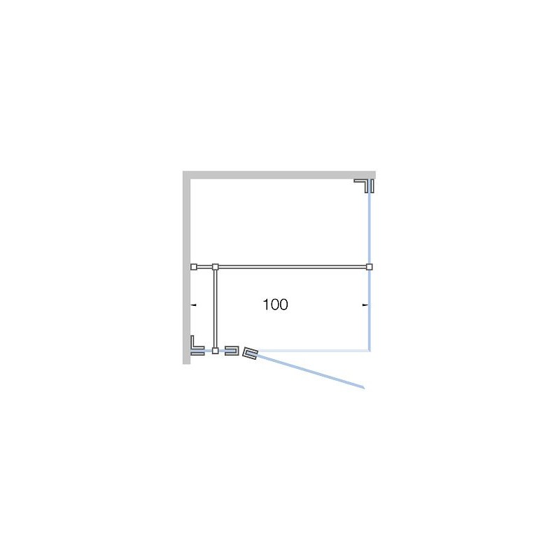 Porte pivotante avec parti fix+paroi lateral CLOSE -100 cm h 200 cm chrome-clair