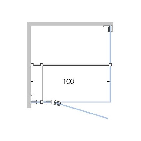 Porte pivotante avec parti fix+paroi lateral CLOSE -100 cm h 200 cm chrome-clair