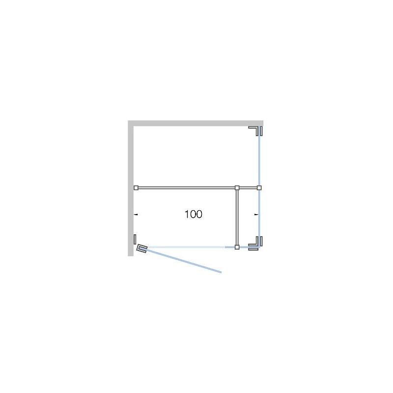 Porte pivotante avec paroi annexe+paroi laterale CLOSE -100cm h 200cm chrome-en verre clair