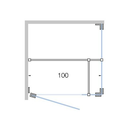 Porte pivotante avec paroi annexe+paroi laterale CLOSE -100cm h 200cm inox -en verre clair