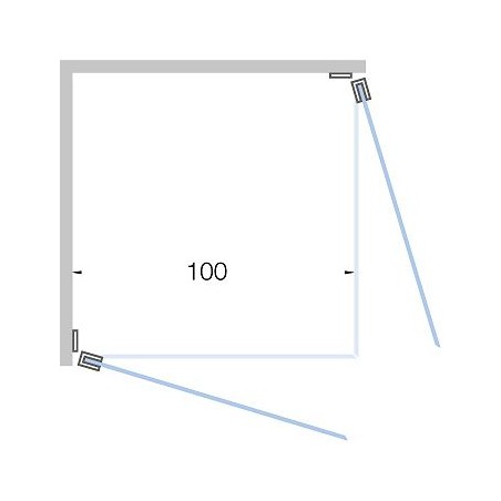 Porte pivotante acces d'angle CLOSE -100cm h 200cm inox-clair