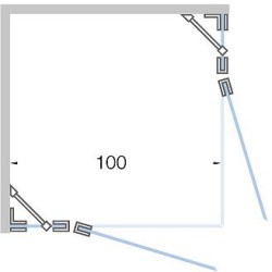 Porte pivotante avec parti fix acces d'angle -100cm h 200cm chrome-clair