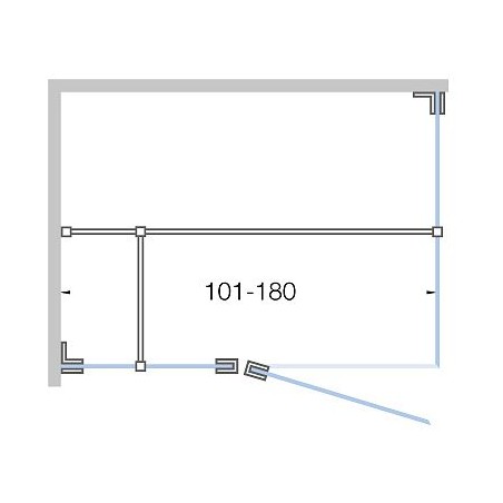 Porte pivotante avec parti fix+ paroi laterale CLOSE -180cm h 200cm chrome-clair