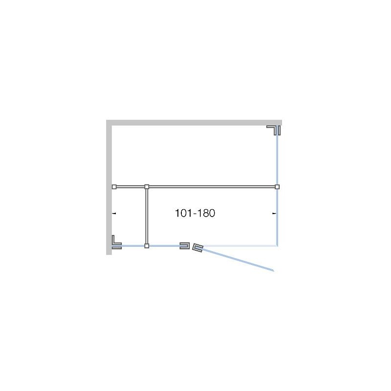 Porte pivotante avec parti fix+ paroi laterale CLOSE -180cm h 200cm inox-clair