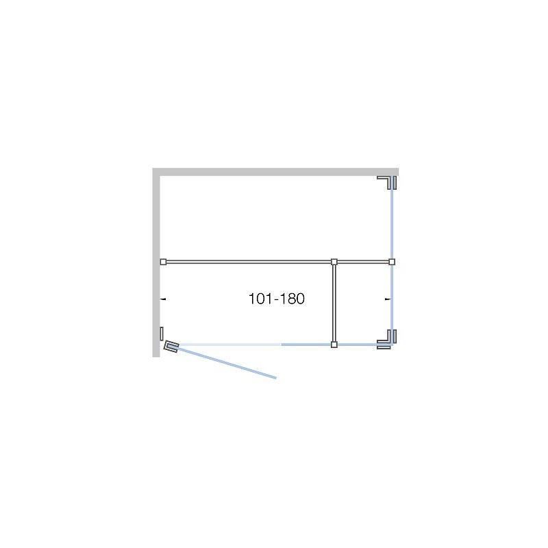 Porte pivotante avec paroi annexe+paroi laterale CLOSE -180cm H 200cm chrome-clair