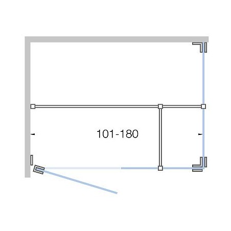 Porte pivotante avec paroi annexe+paroi laterale CLOSE -180cm H 200cm inox-clair