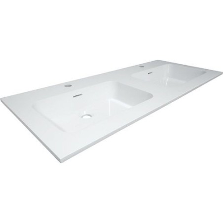 Tablette marbre COMBO/MOLTO/PURO 140x50cm 2 lavabo coloris blanc