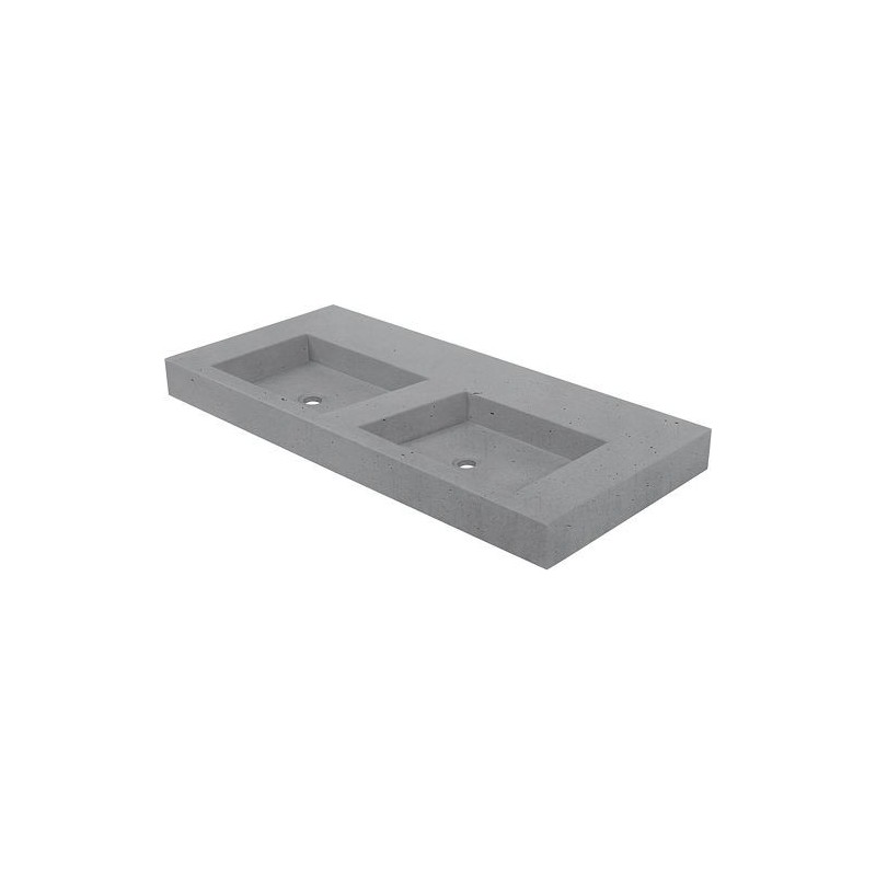 Tablette BRIQ 140cm 2 lavabo sans trou robinet/trop-plein beton