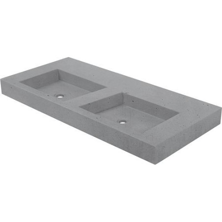 Tablette BRIQ 140cm 2 lavabo sans trou robinet/trop-plein beton