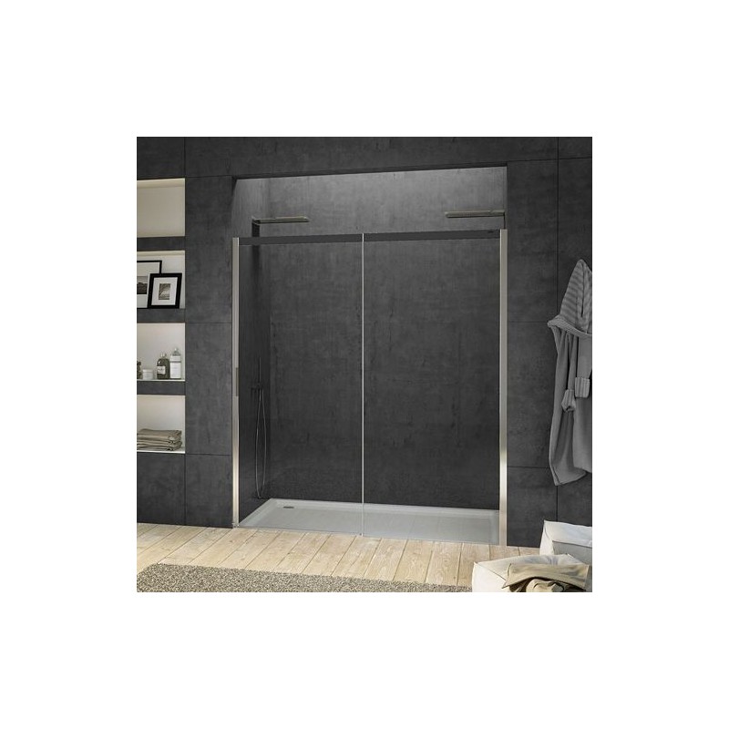 Porte coulissante niche SUITE 1760-1795 H2000 droite nanotec soft close coloris noir-chrome/clair