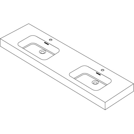 Tablette PURO 180cm 2 lavabo solid coloris blanc