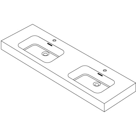 Tablette PURO 160cm 2 lavabo solid coloris blanc